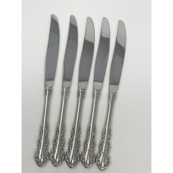 Oneida Shelley Cube USA Stainless Modern Hollow Dinner Knives 9 1/8” Set Of 5 - Picture 5 of 5